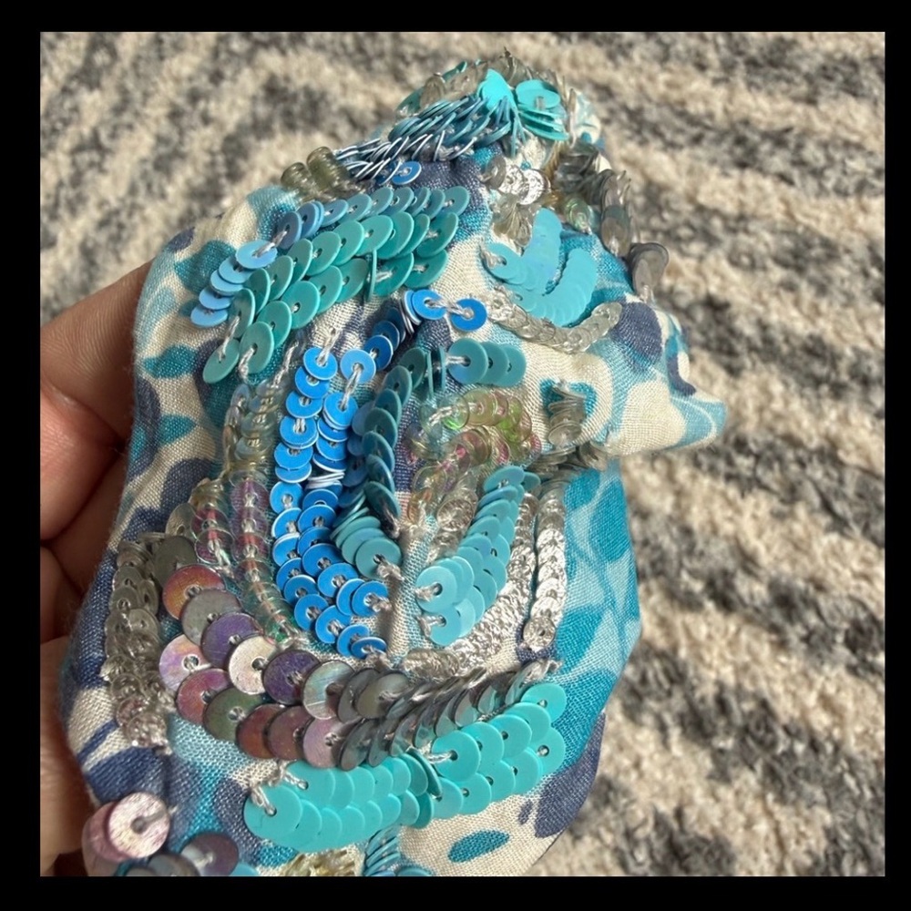 Turquoise Sequin Leaf Pattern Headband